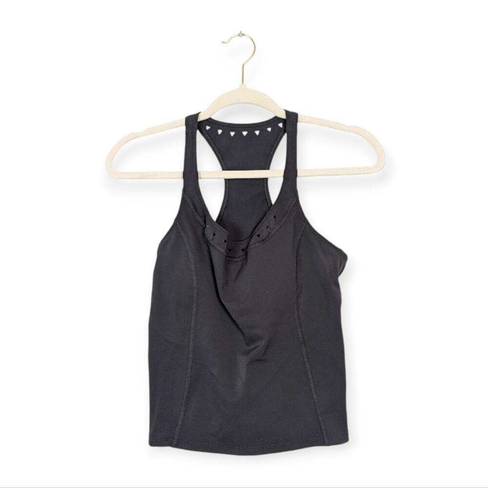 GIGI C Roberta Tank Top S Black Cut Out Athletic Activewear Yoga Swim